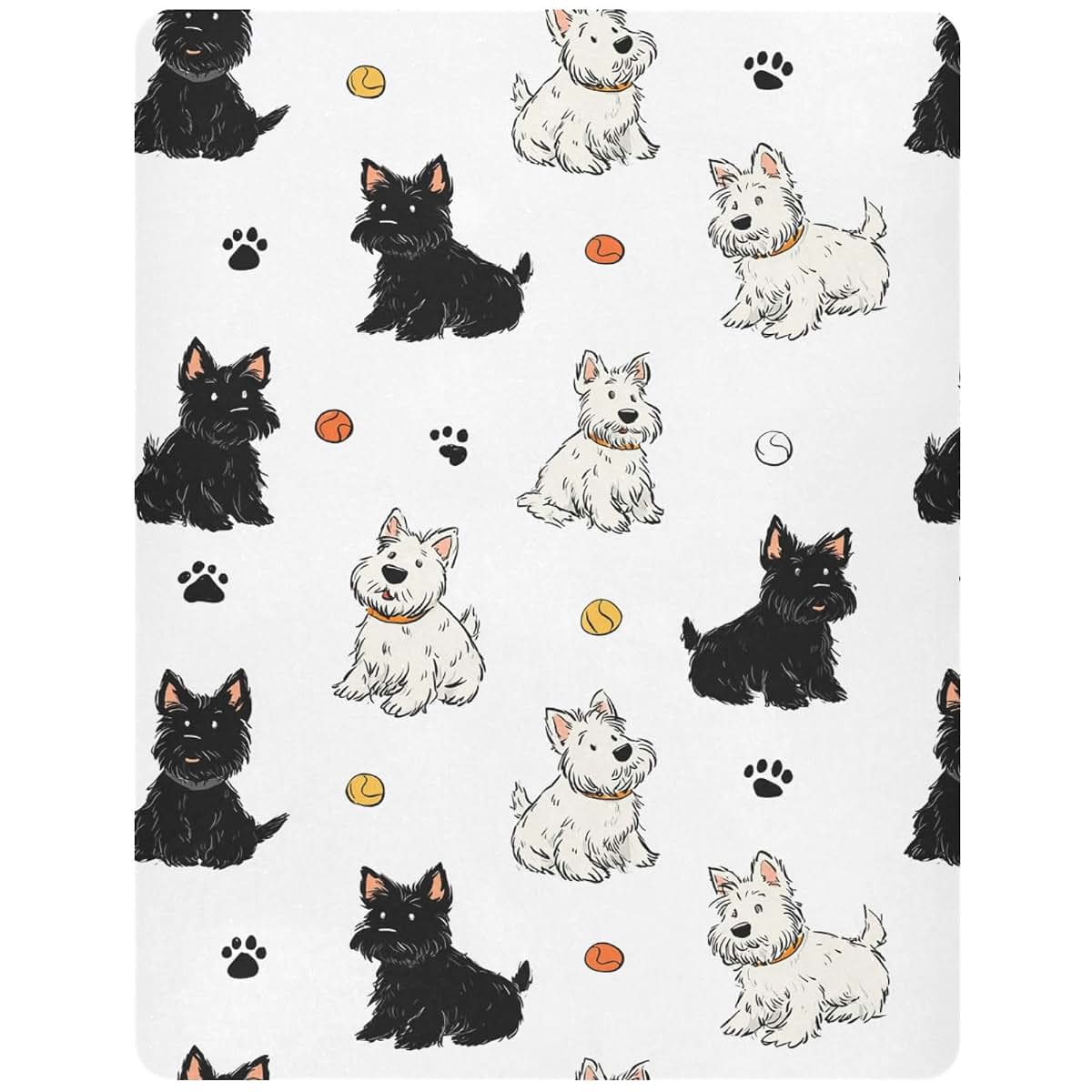 Pigsaly Crib Sheets Scottish Terrier Dogs Print, Fitted Baby Sheet for Standard Crib and Toddler Mattress
