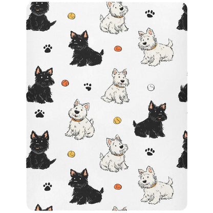 Pigsaly Crib Sheets Scottish Terrier Dogs Print, Fitted Baby Sheet for Standard Crib and Toddler Mattress