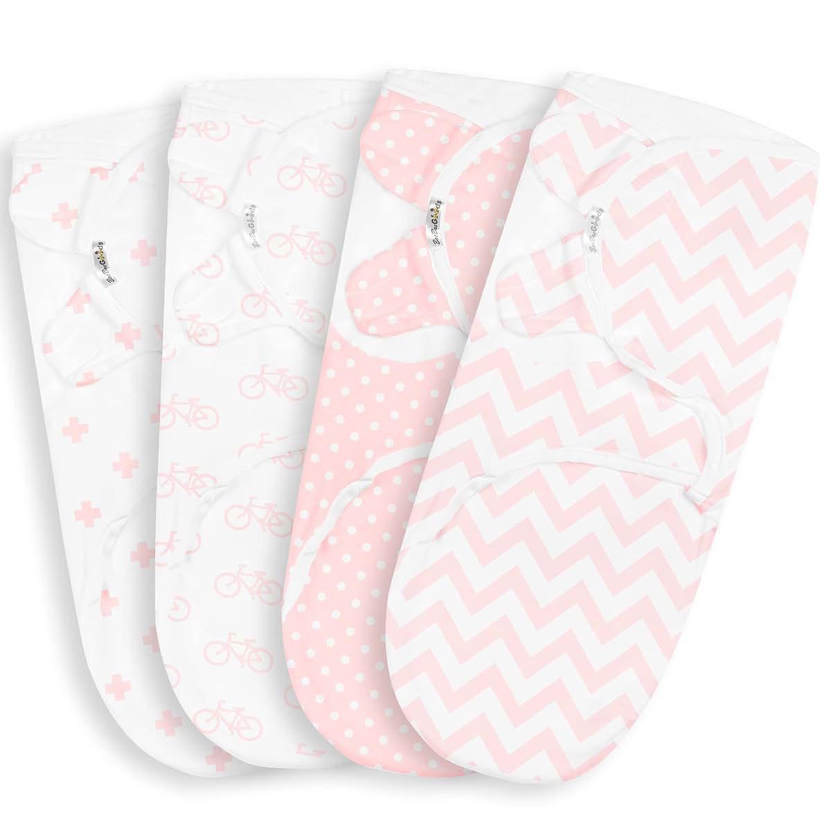 BaeBae Goods Pink Bicycles Swaddle Blanket Wrap S/M for Girls 0-3 Months