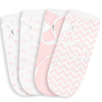 BaeBae Goods Pink Bicycles Swaddle Blanket Wrap S/M for Girls 0-3 Months