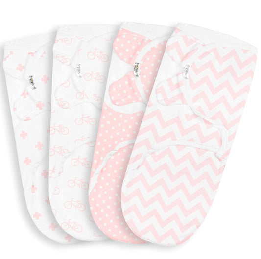 BaeBae Goods Pink Bicycles Swaddle Blanket Wrap S/M for Girls 0-3 Months