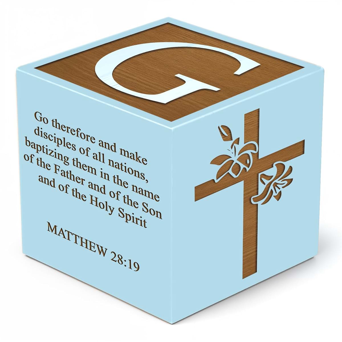 Custom Empire Shop Personalized Baby Baptism Wood Block, Customized Laser Engraved Baptism Gifts for Boys & Girls