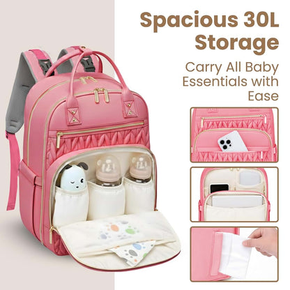 Jubily Diaper Bag Backpack, 30L Travel Backpack for Women, Waterproof Bag with 5 Compartments, 20 Pockets, Laptop &