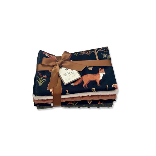 MEG ORIGINAL Baby Boy Minky Burp Cloth Set of 5 ( Forest Friends ) Handmade in the USA