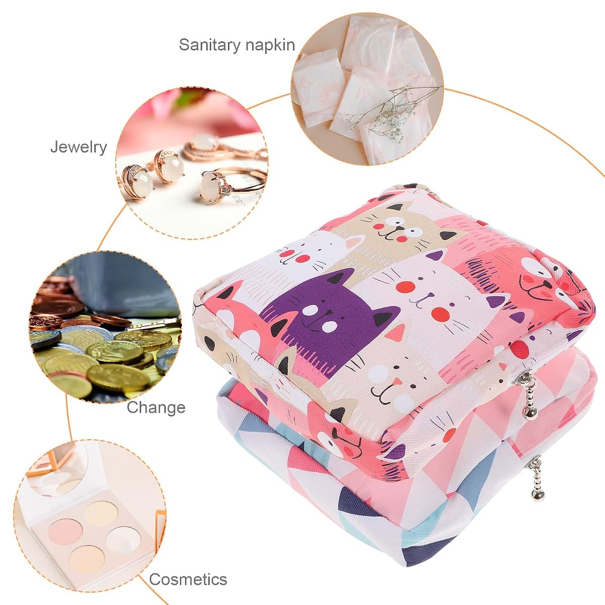 2pcs Leopard Napkin Bag Menstrual Pad Pouch Portable Holder
