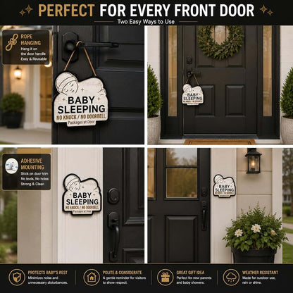 Baby Sleeping Sign Door Hanger for Nursery Decor