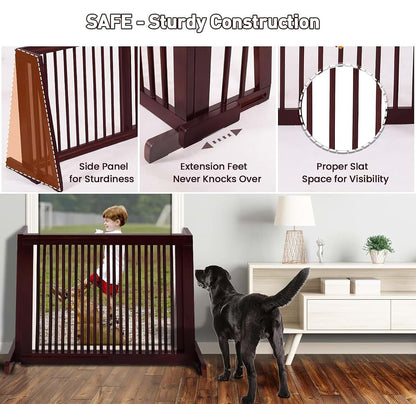 Chefjoy Expandable Solid Pine Wood Dog Gate for Doorways