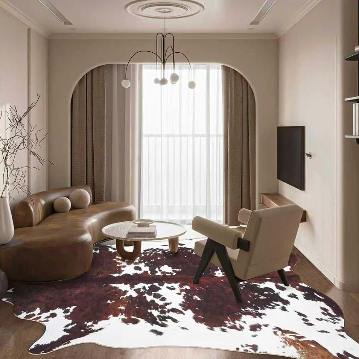 Coffinsea Faux Cowhide Rug Large Tricolor Cow Hide Rug 6.2x7.6 Ft (photo 2)