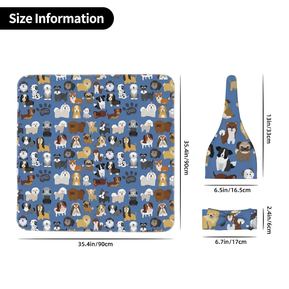 Lbdrdy Cute Dog Pattern Newborn Swaddle Blanket Set With Headband And Beanie Hat (photo 4)