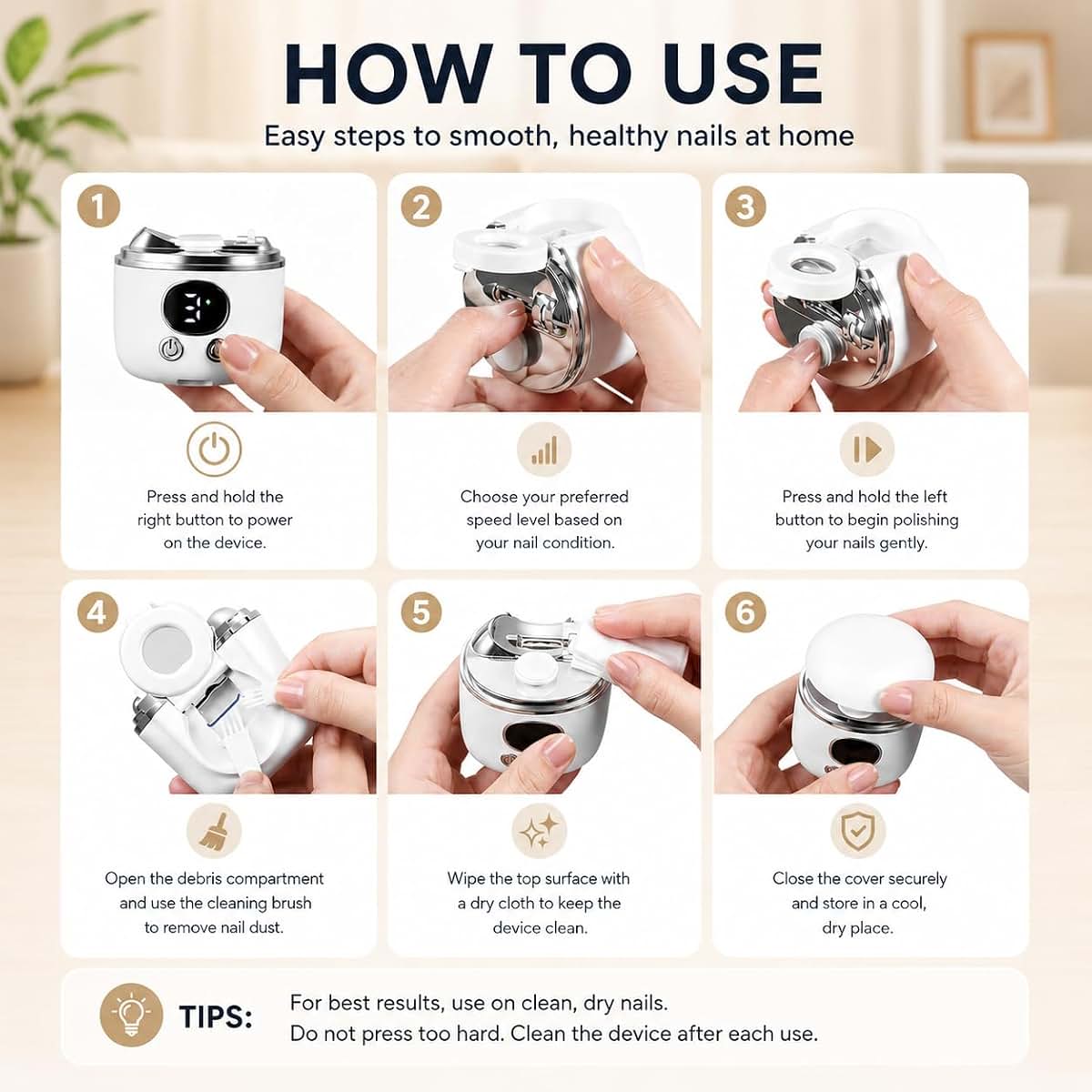 Electric Nail Clipper With Magnifier, LED Light, 3 Speeds