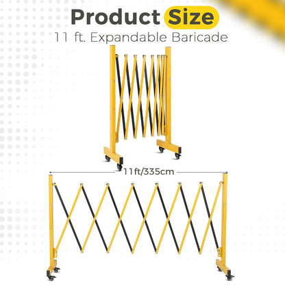 YardYonder 11FT Expandable Barricade Gate with Wheels, Folding Security Fence (photo 2)