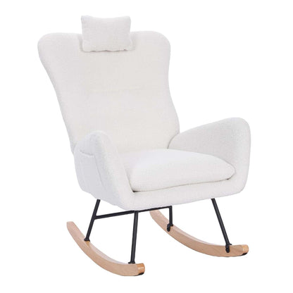 BJZHH Suitable for Living Room Bedroom Teddy upholstered Baby Rocking Chair, Comfortable, Strong, Durable, Lightweight