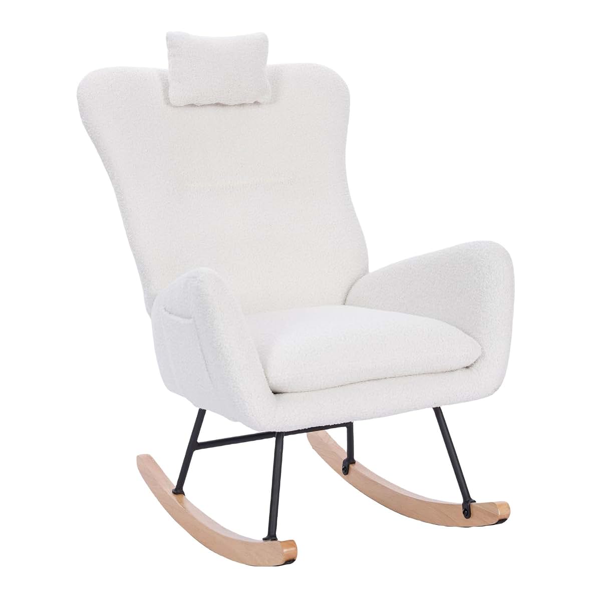 BJZHH Suitable for Living Room Bedroom Teddy upholstered Baby Rocking Chair, Comfortable, Strong, Durable, Lightweight