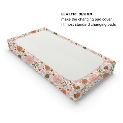 Hwmmbh Retro Boho Floral Changing Pad Cover