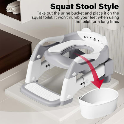Kimitimi 3-in-1 Potty Training Seat with Step Stool Ladder, Grey