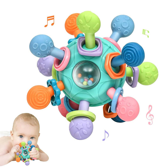 MonoTele Baby Montessori Teething Toys Green Sensory Chew Rattle