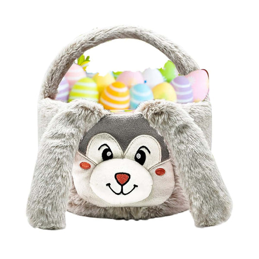 TRURENDI Easter Basket for Kids Cute Plush Easter Plush Basket Easter Plush Basket Egg Hunting Bags Easter Decorations