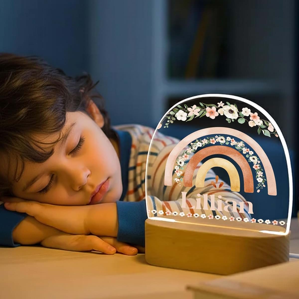 Mdprints Global Personalized Baby Night Light With Wooden Base (photo 2)