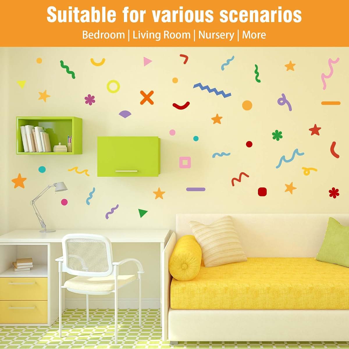 Jiabeius Colorful Sprinkle Confetti Wall Stickers, Peel and Stick DIY Decals