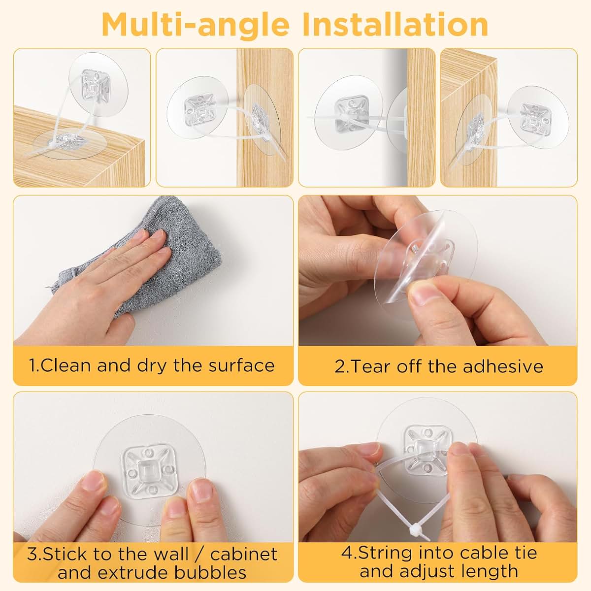 30PCS No Drill Adhesive Furniture Anchors for Baby Proofing