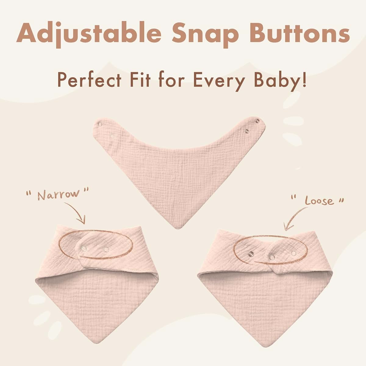 Coorobin Baby Bibs 8-Pack - Adjustable Cotton Drool Bibs