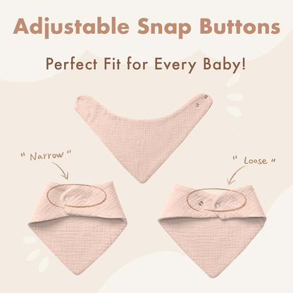 Coorobin Baby Bibs 8-Pack - Adjustable Cotton Drool Bibs
