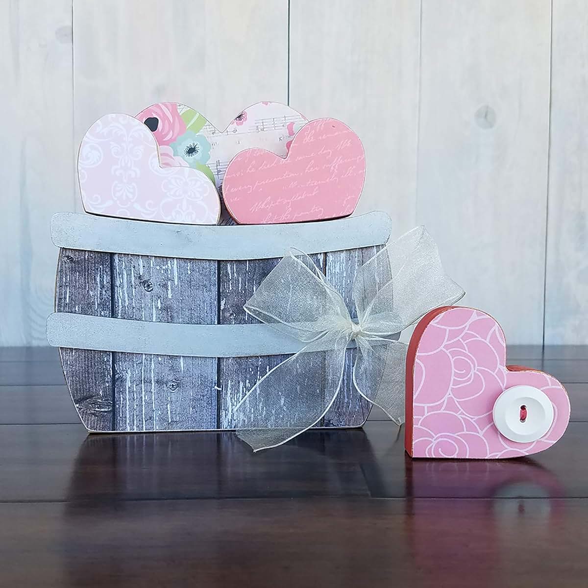 Foundations Decor Barrel With Bands DIY Home Decor Craft Kit February Hearts