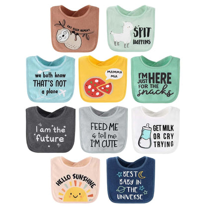 The Peanutshell Terry Cotton Baby Bibs Set of 10, Unisex