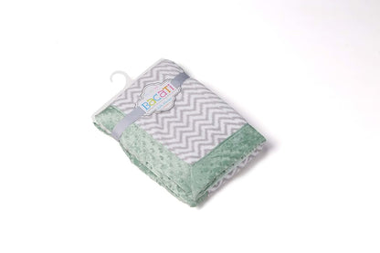 Bacati - Grey Ikat Chevron with Solid Border Plush Blanket (Grey Chevron/Mint Border) (photo 4)