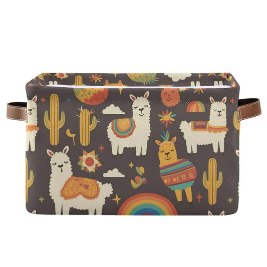 Wusikd Rainbows Cacti Fabric Storage Basket Set, Collapsible Organizer Bins