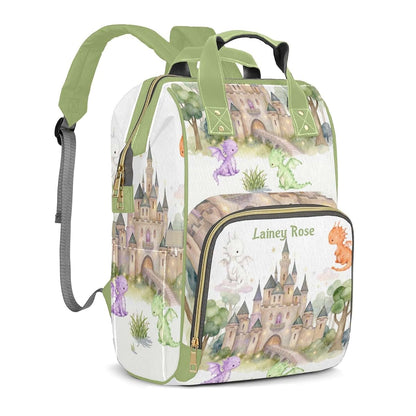 NZOOHY Fairyland Castle Dragons Personalized Diaper Bag Backpack with Name,Custom Mommy Bag Gifts Nappy Backpack for (photo 2)