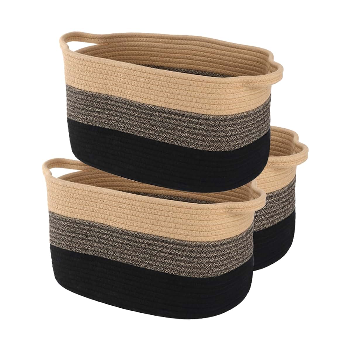 Aofangshiye Cotton Rope Braid Storage Basket 3-Piece Set