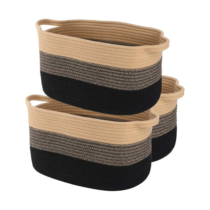 Aofangshiye Cotton Rope Braid Storage Basket 3-Piece Set