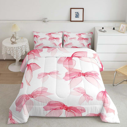 Feelyou Kids Elegant Bowknot Comforter Set for Toddler | Digital Print Bedding Decor