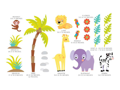 Sunny Decals Safari Fabric Wall Decals With Jungle Animals