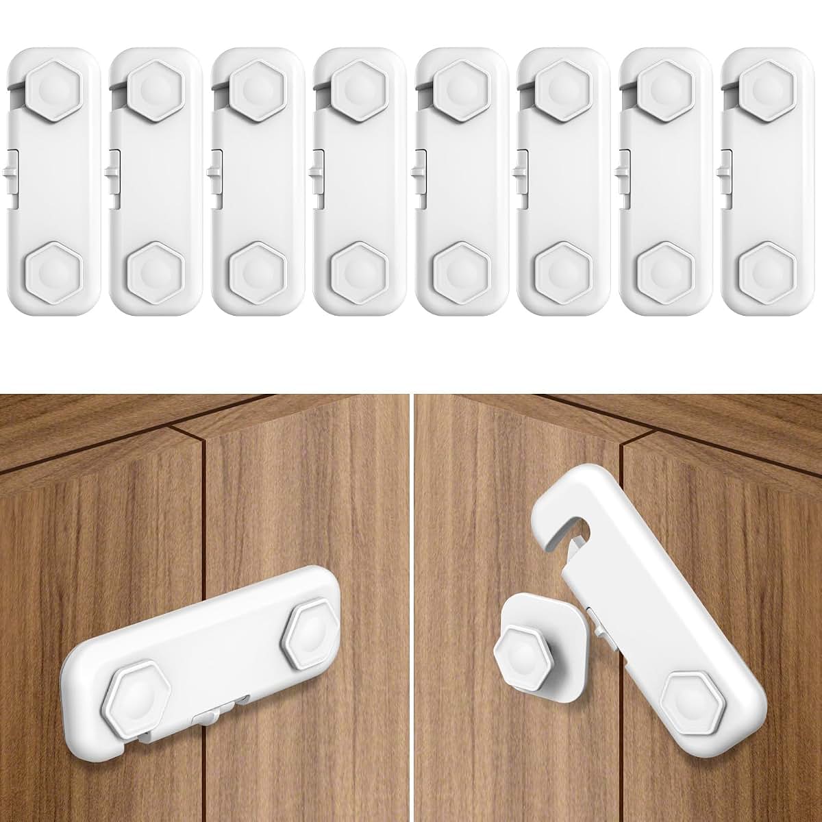 Pe&Hui 8 Pack Baby Proofing Cabinet Locks In White