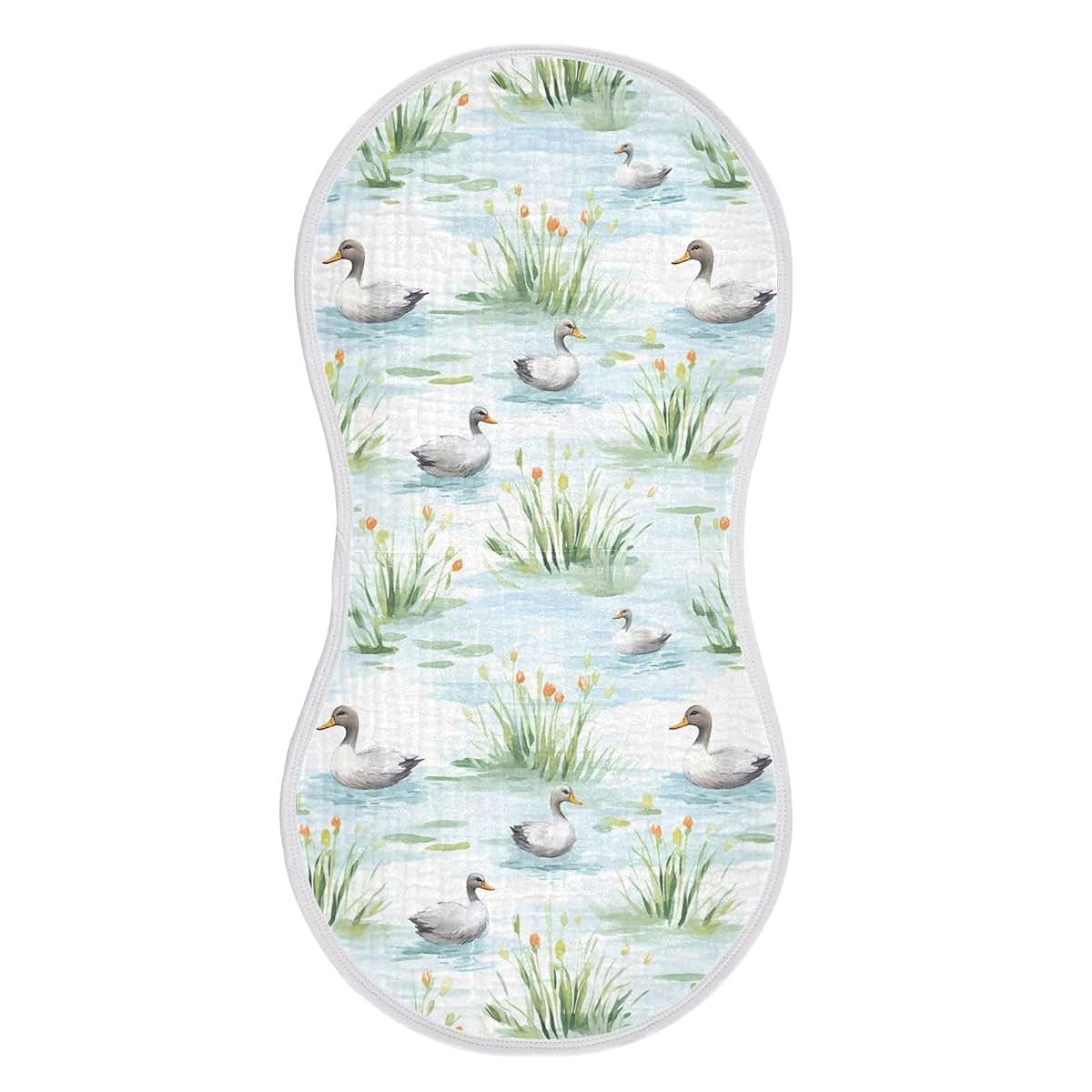 Keige Woodland Duck Burp Cloths, 4-Pack, Absorbent Cotton Muslin Wipes