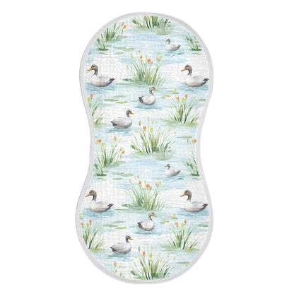 Keige Woodland Duck Burp Cloths, 4-Pack, Absorbent Cotton Muslin Wipes