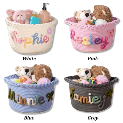 ZZBBJLF Personalised Cotton Woven Storage Basket For Kids (photo 4)