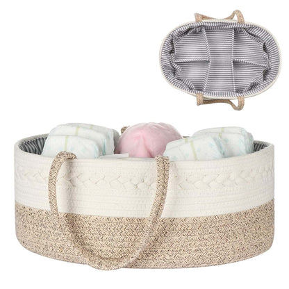 maxgoods Baby Diaper Caddy Organizer with Removable Dividers, Cotton Rope Storage Basket