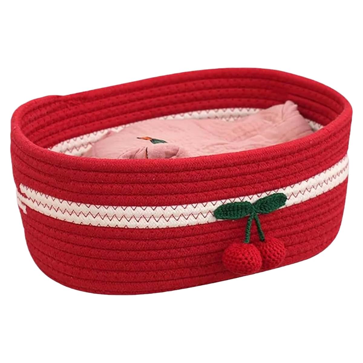 AwnsIMfreien Toy Baskets Storage Kids, Organizer Baskets 12x8in Rectangle Cozy Woven Cherry Cute Basket Stackable Small