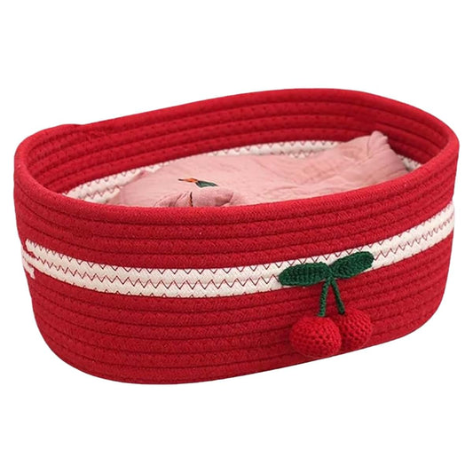 AwnsIMfreien Toy Baskets Storage Kids, Organizer Baskets 12x8in Rectangle Cozy Woven Cherry Cute Basket Stackable Small