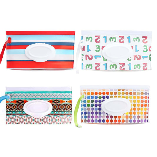 Heeke Baby Wipes Dispenser,4 Pack Reusable Baby Wipe Holder Box, Refillable Baby Wipes Container Travel Wet Wipes Case