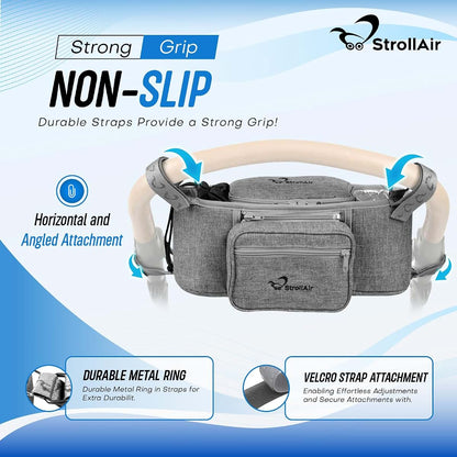 StrollAir Universal Stroller Organizer with Insulated Cup Holder, Stroller Caddy Compatible with Cosmos, Solo, Nuna (photo 3)
