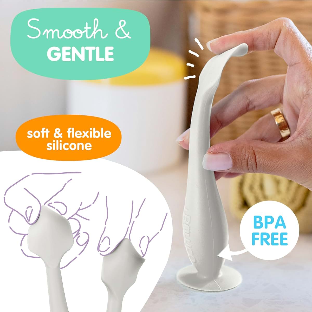 Bumco Baby Bum Brush Flexible Silicone Diaper Cream Applicator, White