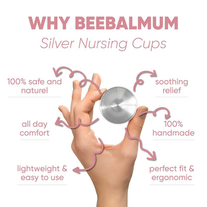 BeebalMum - The Original Silver Nursing Cups, Nipple Shields for Breastfeeding Newborns, Protect & Soothe Nursing (photo 4)