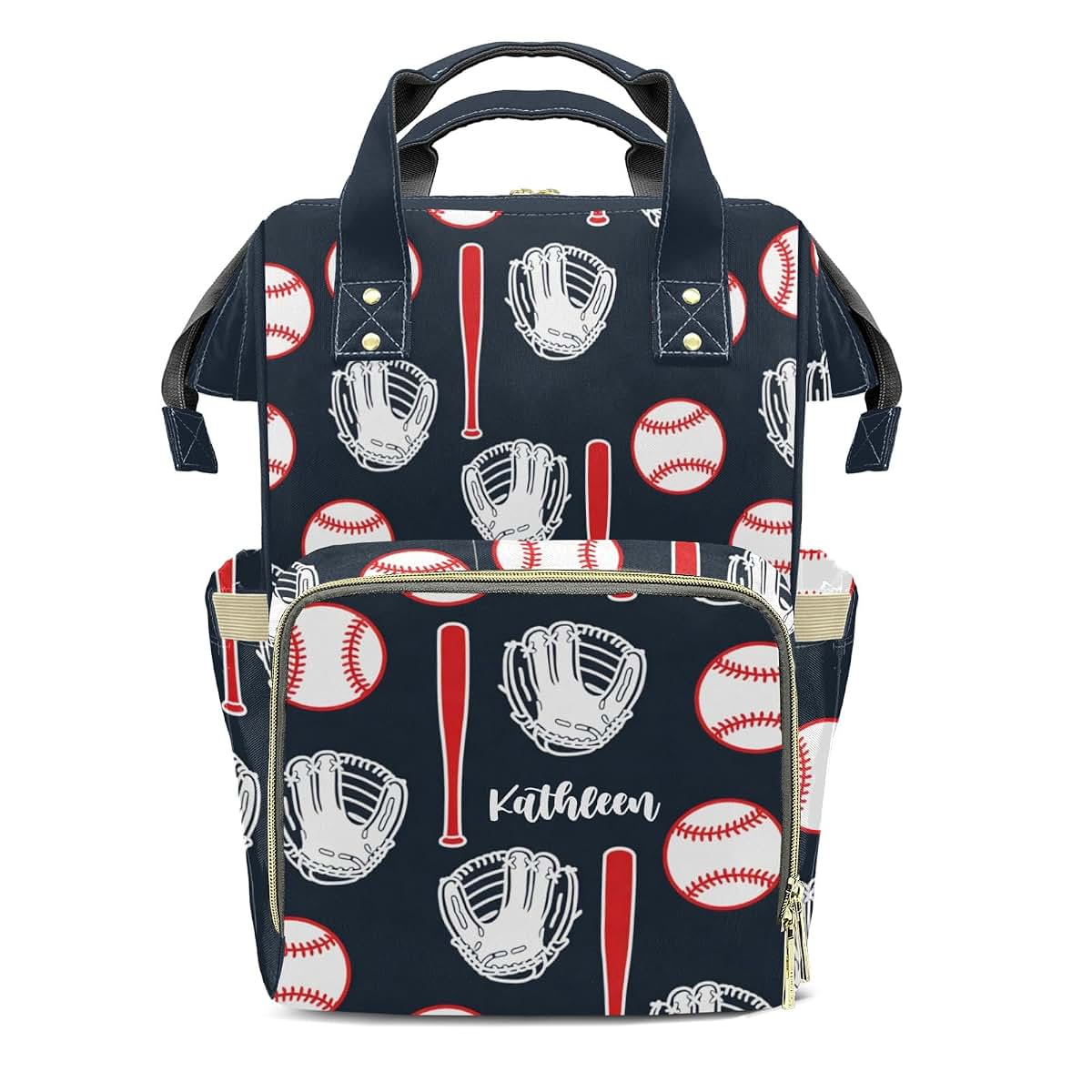 YallLocoMo Personalized Diaper Bag Backpack Name Sport Ball Baseball Multifunction Travel Backpack Nappy Bag Daypack