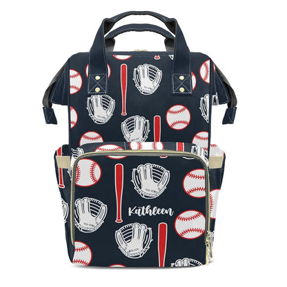 YallLocoMo Personalized Diaper Bag Backpack Name Sport Ball Baseball Multifunction Travel Backpack Nappy Bag Daypack
