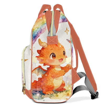 YallLocoMo Personalized Diaper Bag Backpack Name Cute Watercolor Dragon Multifunction Travel Backpack Nappy Bag Daypack (photo 3)