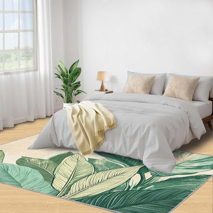 Hygiuid 4x5 Leaves Area Rug, Rectangular Botanical Print Carpet (photo 4)